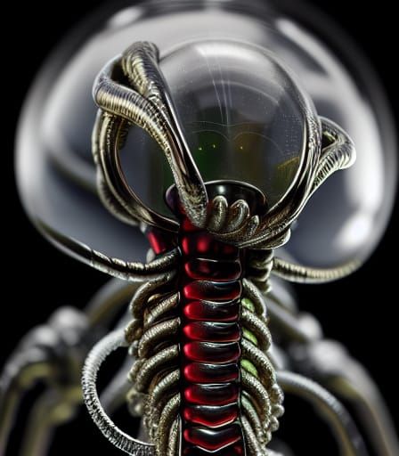 Alien Facehugger Encased in Red Crystal Art