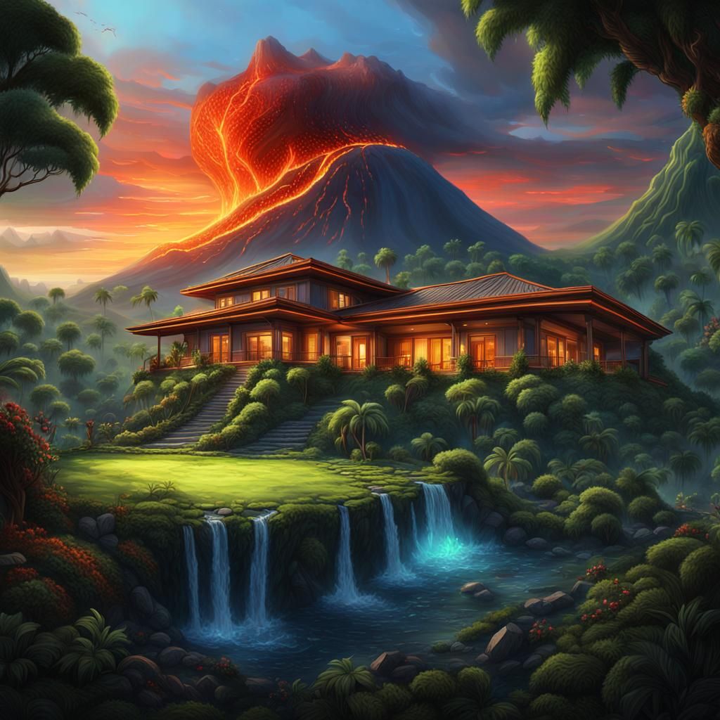 Dream house sprawled across a 2 rai plot, volcano looming in...