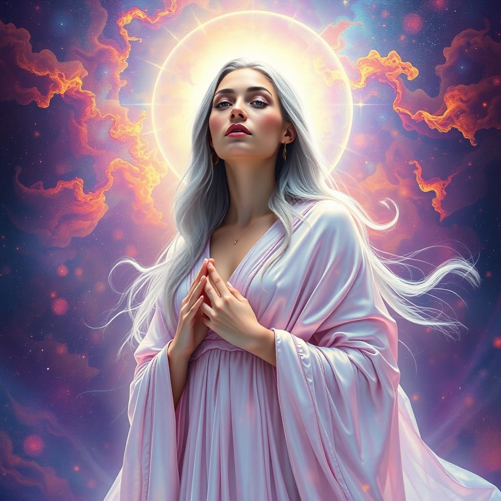 Ethereal Goddess in Iridescent Robes