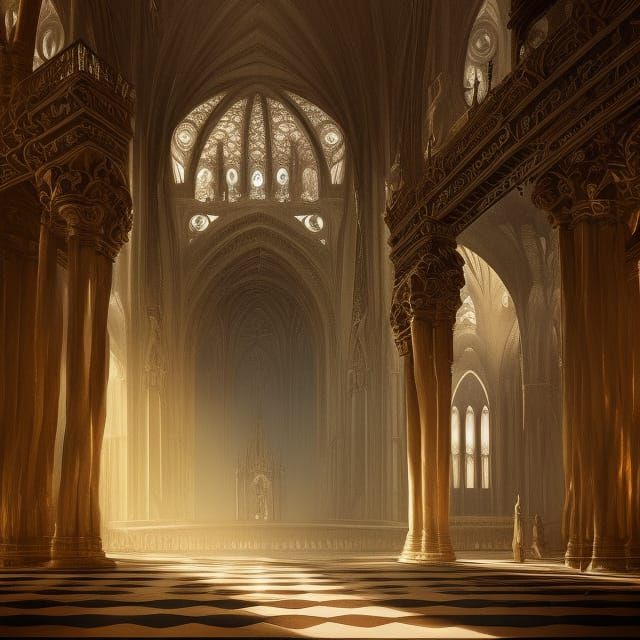 Church Interior: White, Blue, and Divine Moonlight