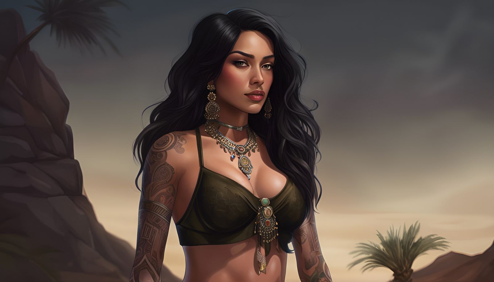 Possessed Tattooed Woman: Horror Concept Art