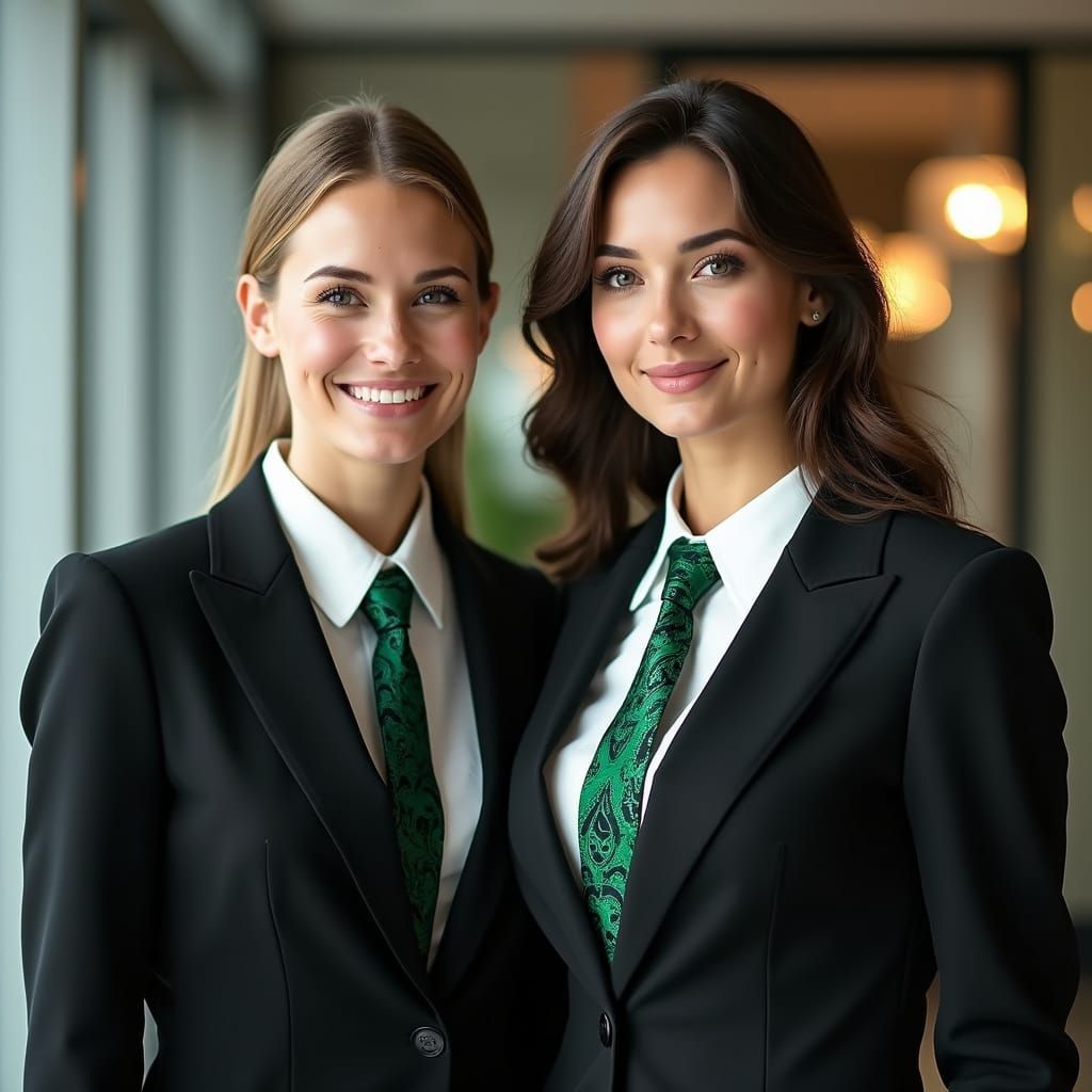 Two Elegant Businesswomen in Modern Office Portraits