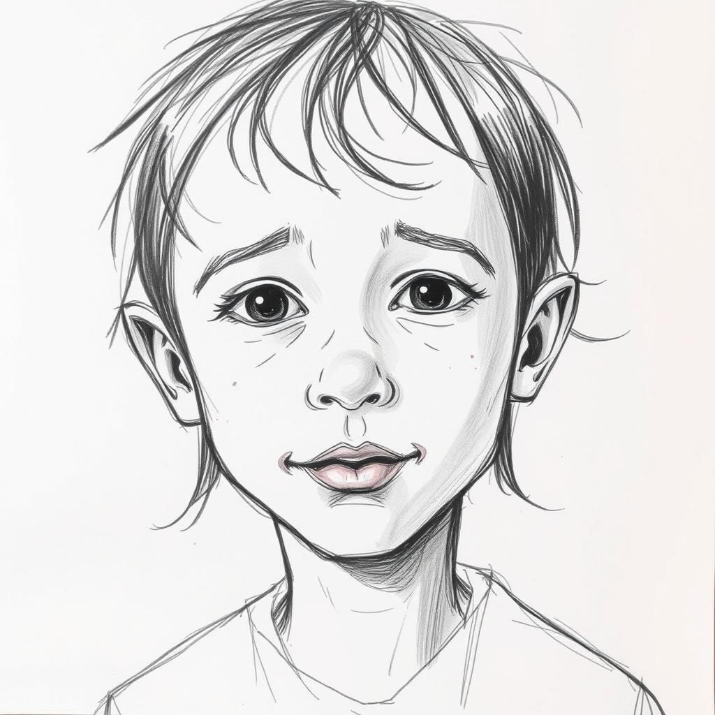 Childlike Scribbled Portrait Drawing