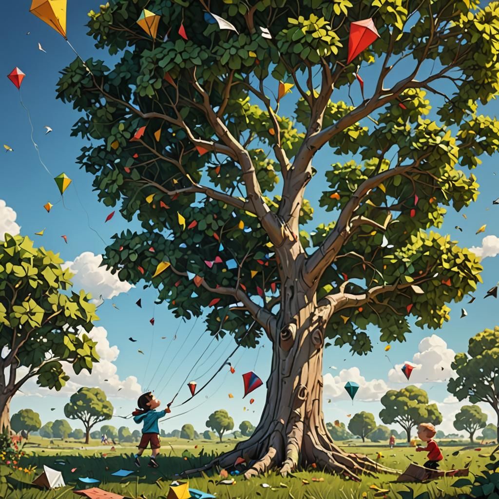 Kite Eating Tree in Comic Art Style