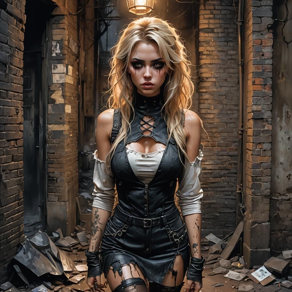 Post-Apocalyptic Alley Portrait in Acrylic Style