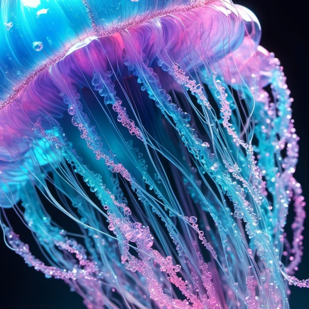 Opalescent Jellyfish in Hyperrealistic 3D Rendering