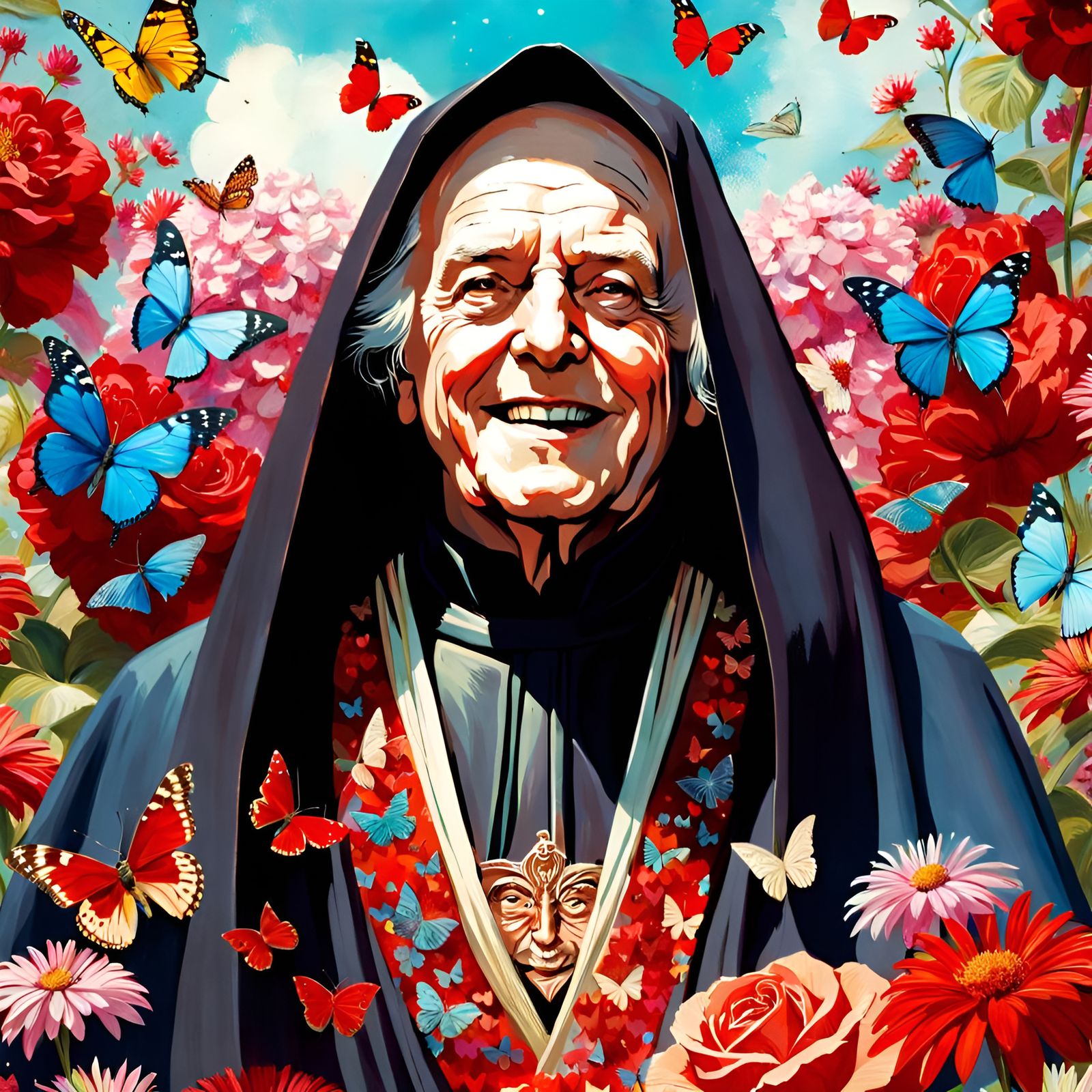Palpatine Surrounded by Butterflies in Pin-Up Style