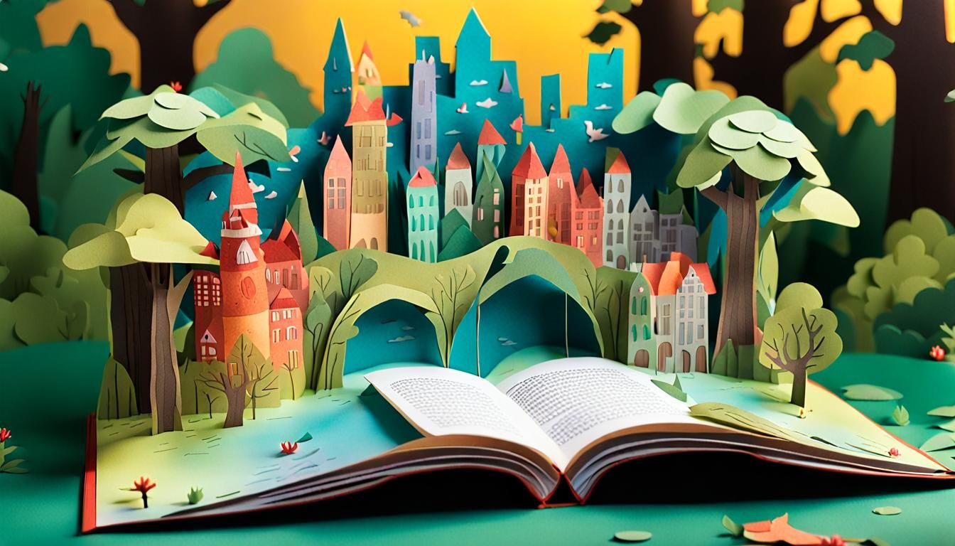 Whimsical Fantasy Pop-Up Book Digital Illustration