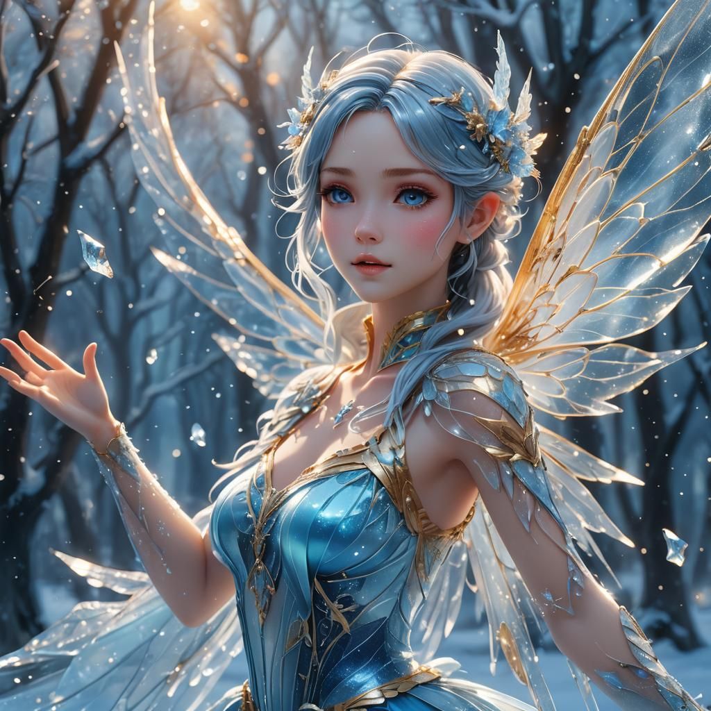 Stunning Winter Fairy in 3D Anime Style