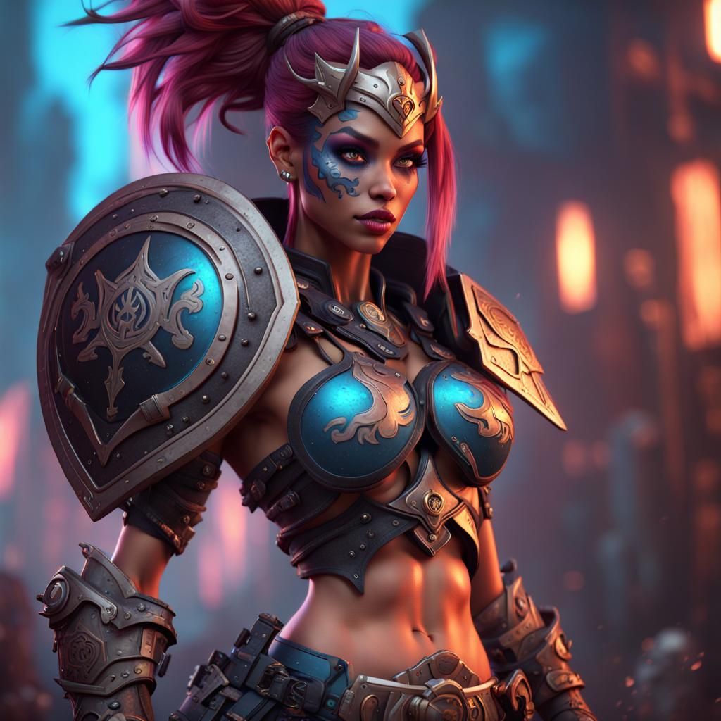 Cyberpunk Warrior in Fantasy Concept Art