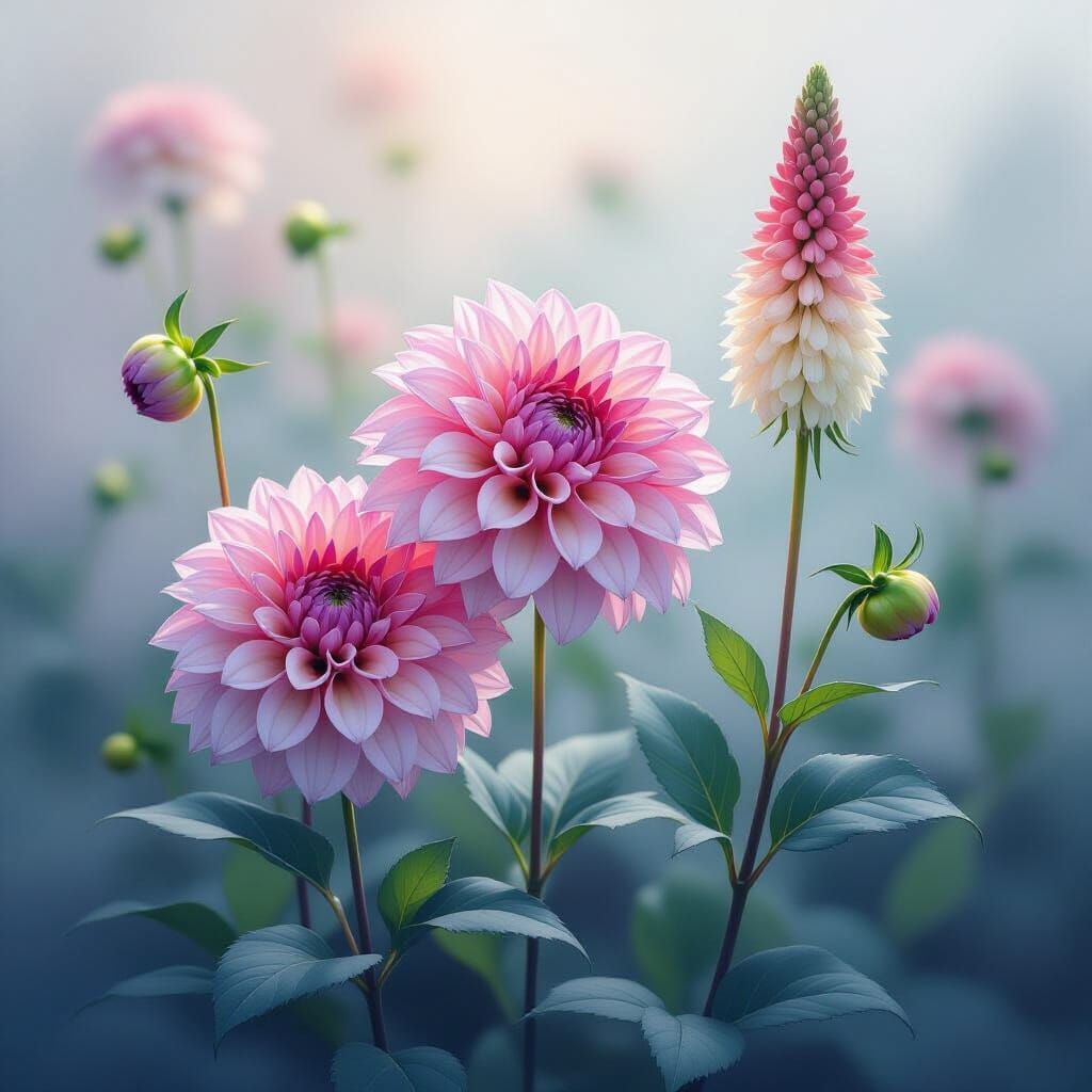 Ethereal Watercolor Floral Masterpiece: Sylvia, Dahlia, and ...