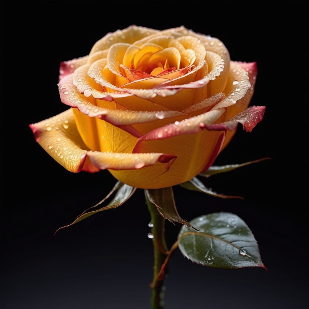 Crystal Glass Rose with Radiant Light Hues