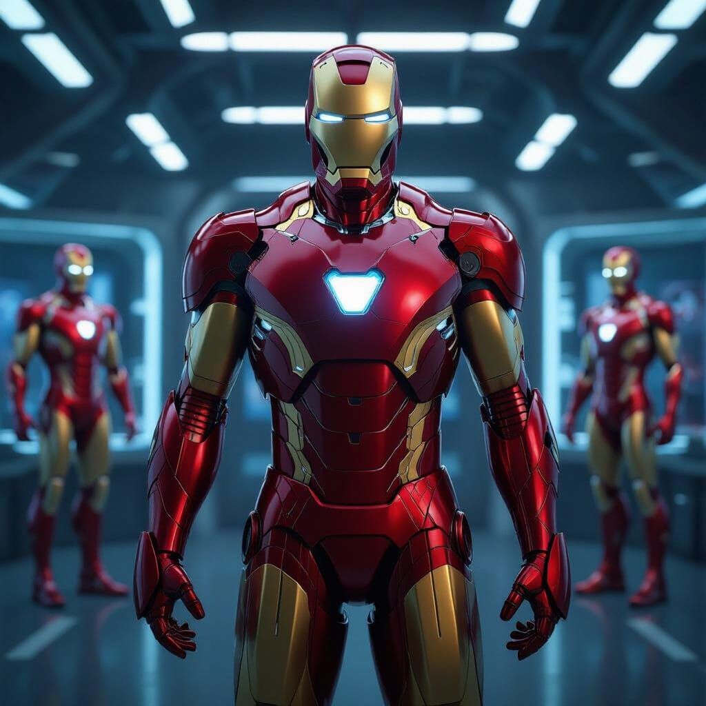 Hyperrealistic Iron Man Suit in Advanced Lab