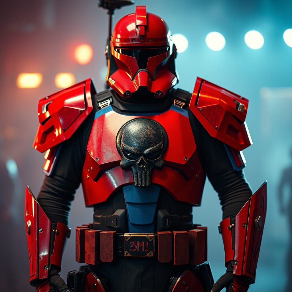 Heroic Clone Commando in Red and Blue Armor