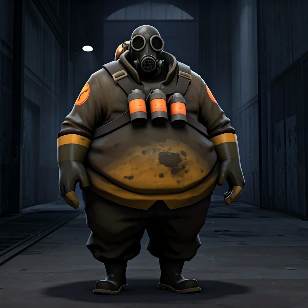 Morbidly Obese Pyro in Dystopian Industrial Setting
