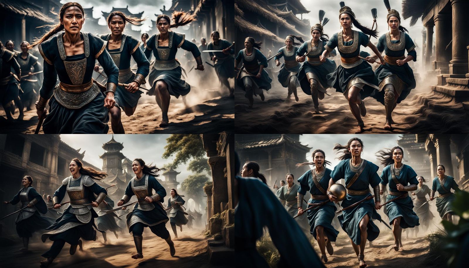 Joyful Servants Run Toward Warrior in Cinematic Style