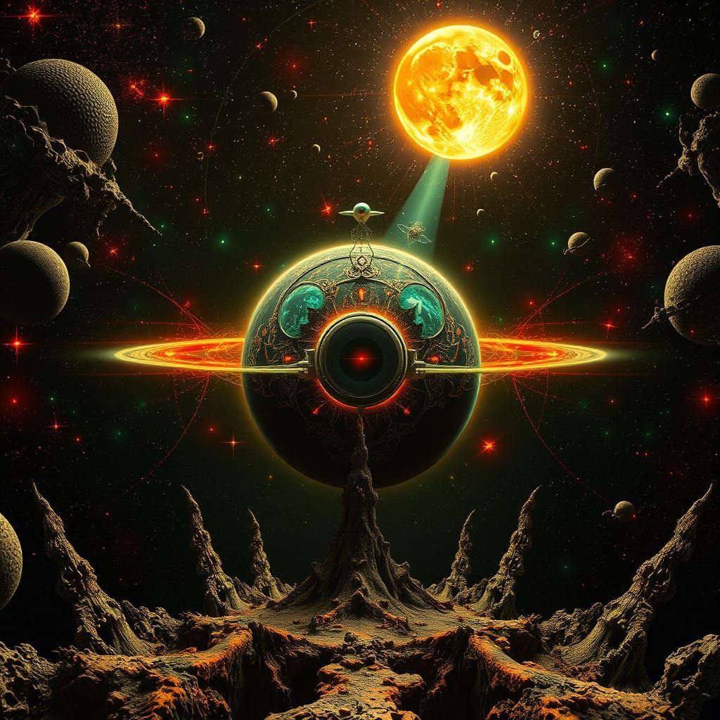 Surreal Cosmic Landscape of Rhythmic Alien World