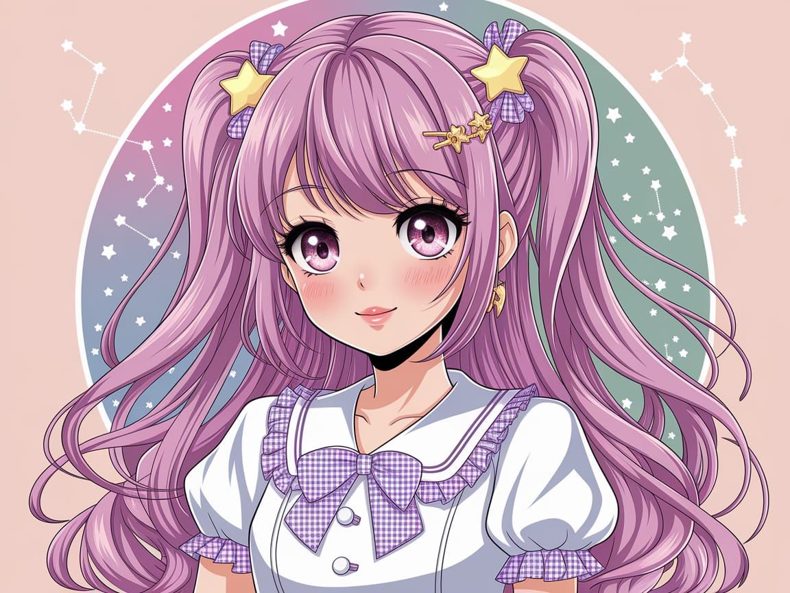 Lovely Shoujo Anime Princess with Star Accessories