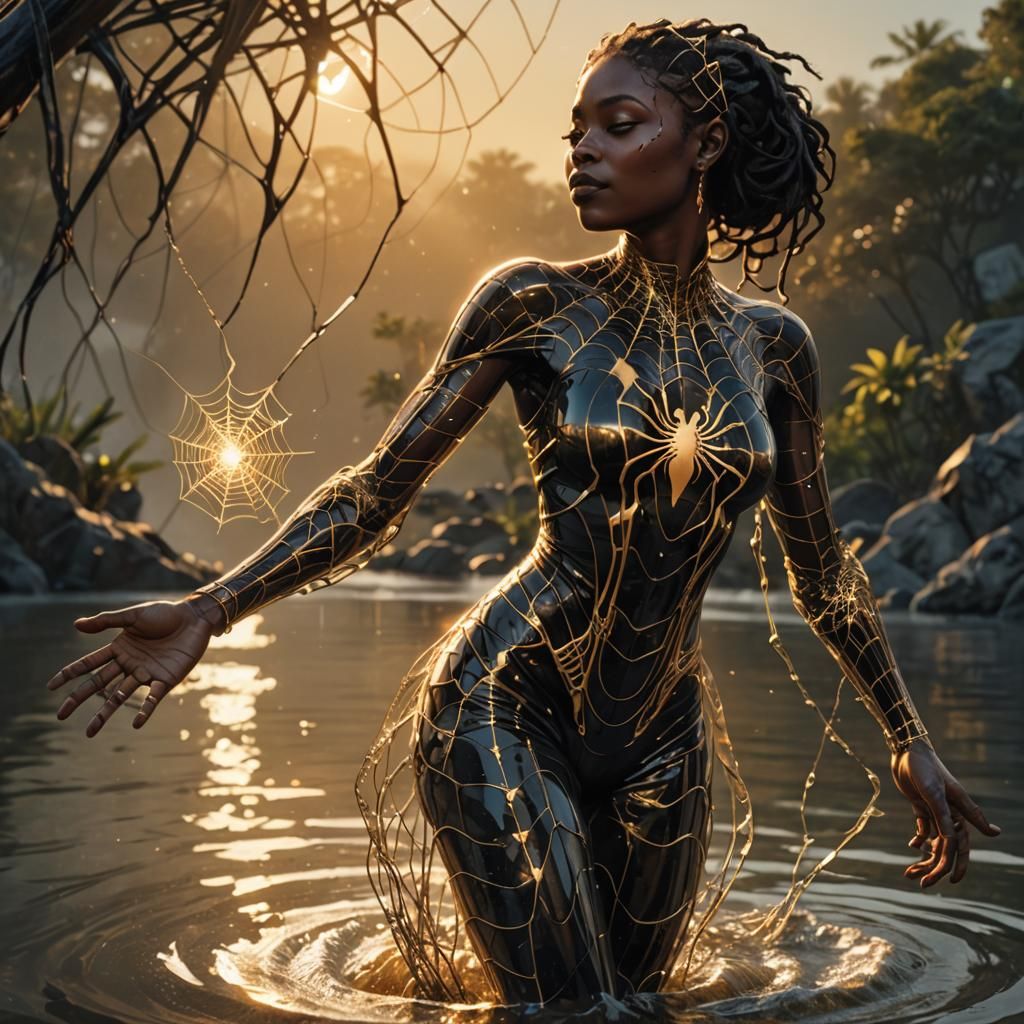 Biopunk Marble Woman Dancing with Bionic Arm