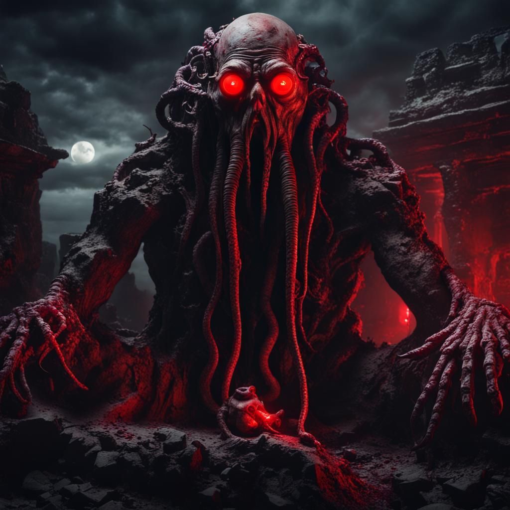 Mysterious Lovecraftian Elder God in Creepy Ruins