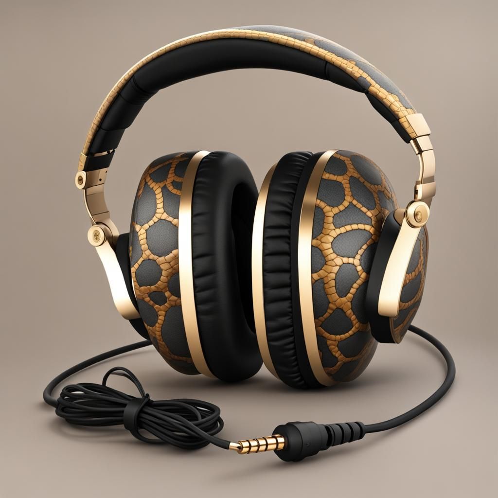 Rock Headphones with Serpentine Jack and Starry Background