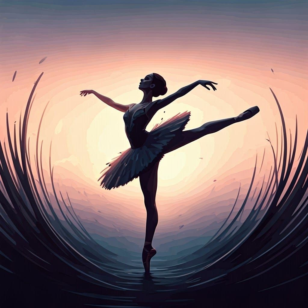 Ballerina Silhouette in Dreamlike Baroque Style