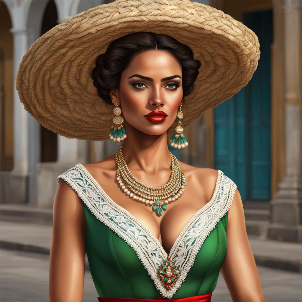 Gorgeous Cuban Woman in Traditional Dress