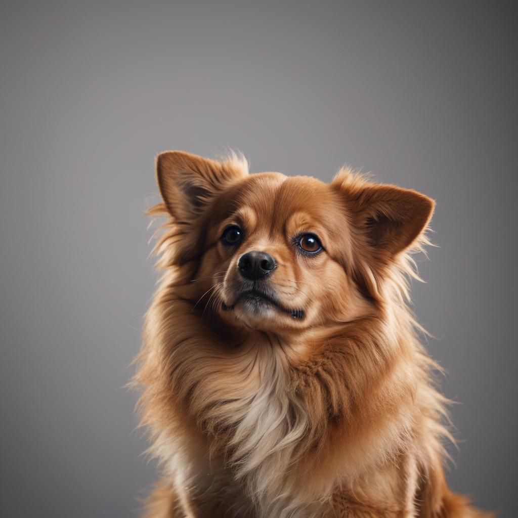 Studio Portrait of Caramel Dog with Bokeh