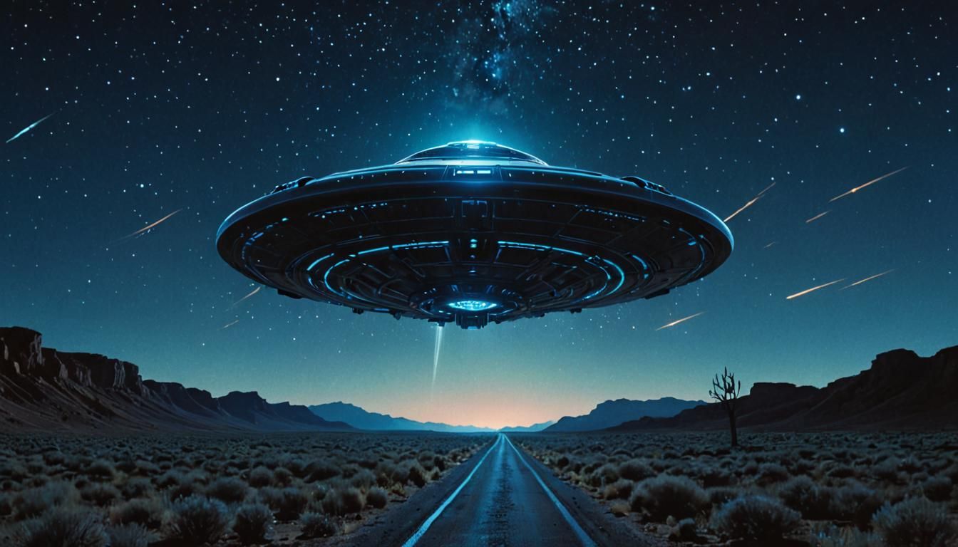 UFO in Starry Night Sky: Cinematic Concept Art