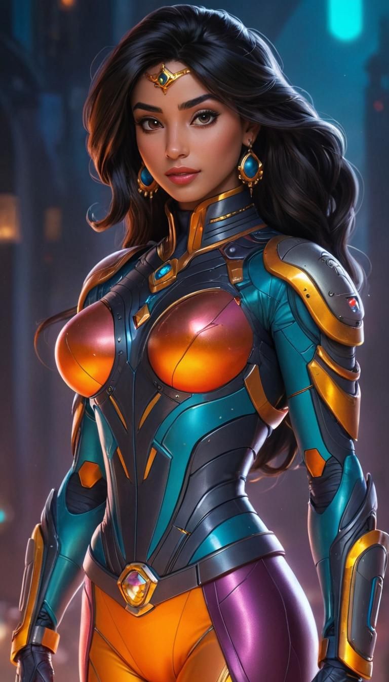 Princess Jasmine in a Futuristic High-Tech Power Suit