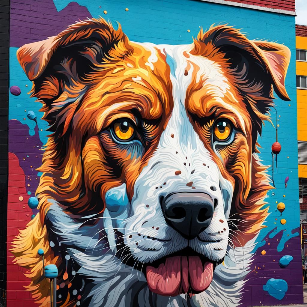 Hyperrealistic Dogs of Mural City: Splash Art