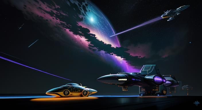 Retro-Futuristic Jupiter 2 Soaring Through Space