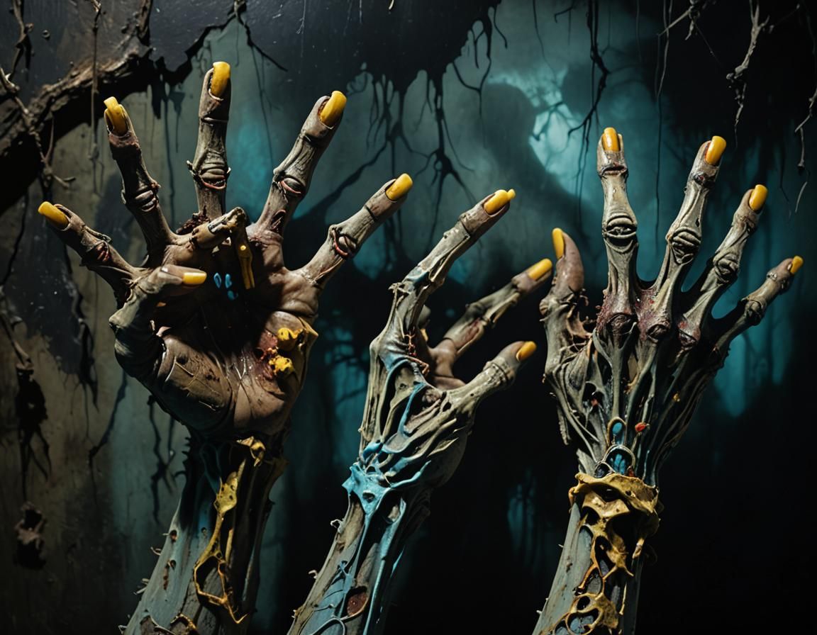 Macabre Grasp in Dark Surrealism