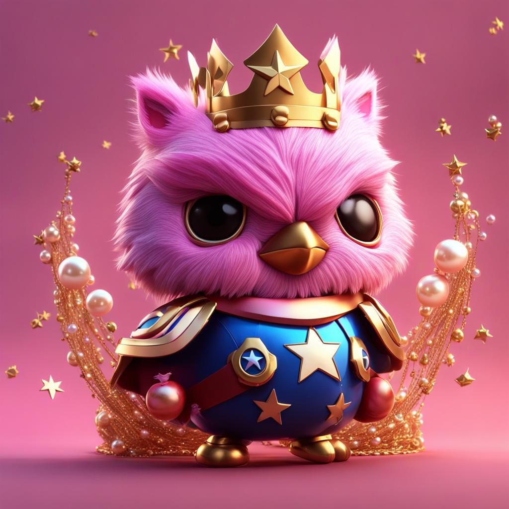 Furry Captain America with Crown in 3D Digital Art