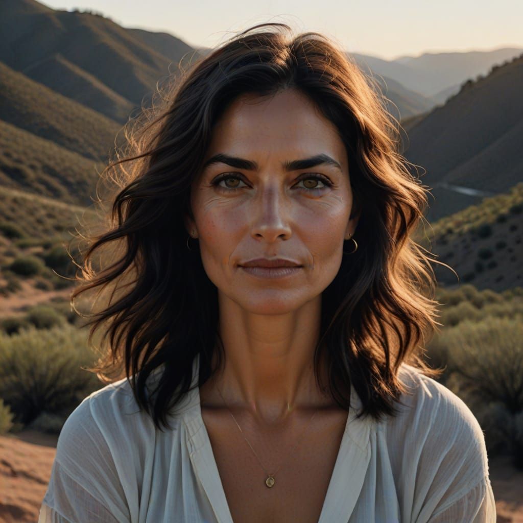 Chilean Woman in Serene Summer Landscape