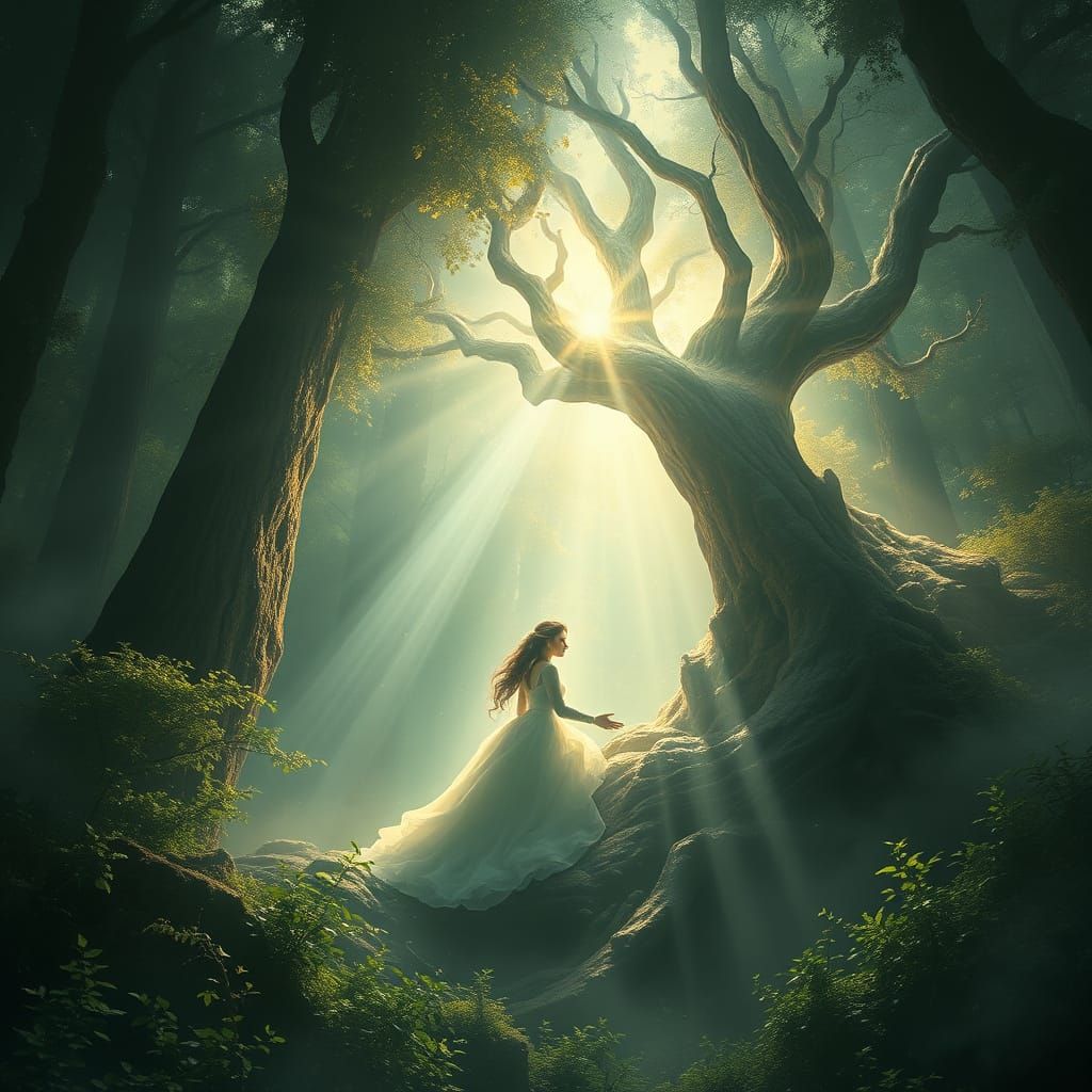 Spiritual Rebirth in Majestic Digital Landscape