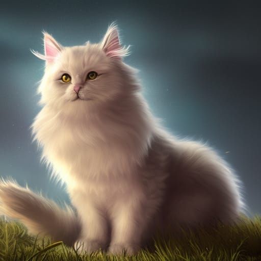 Fantastical Fluffy Cat in Detailed Matte Painting