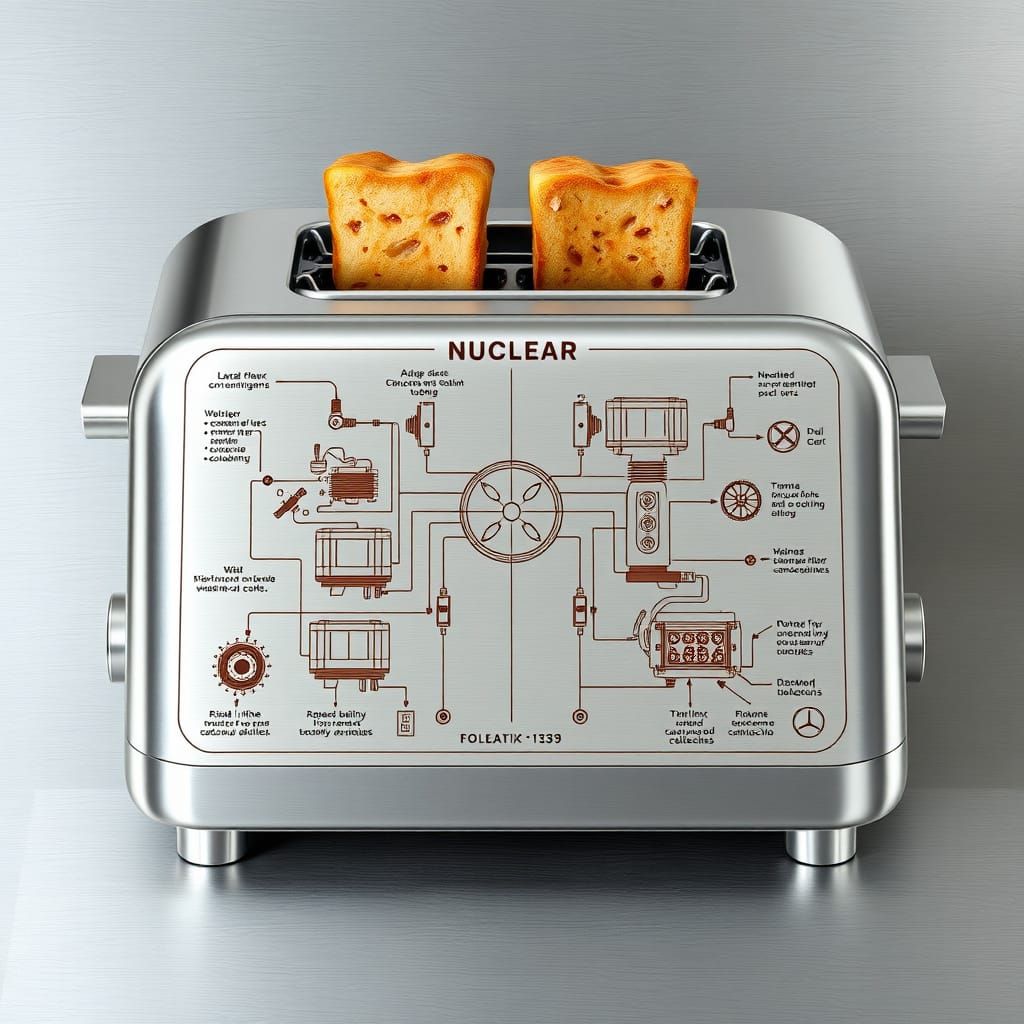 Nuclear Toaster Schematic in Futuristic Industrial Style