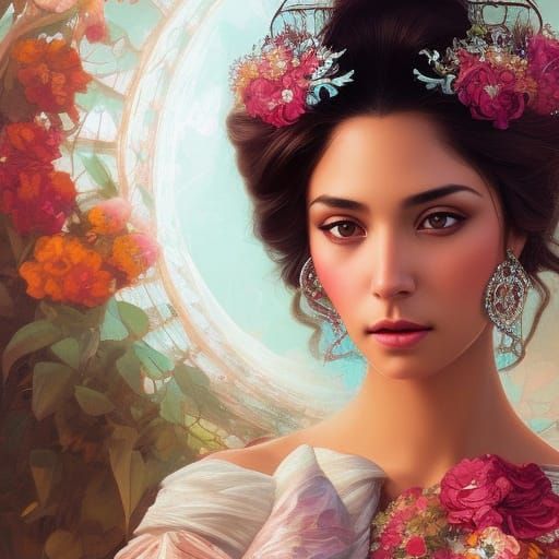 Mexican Princess Portrait in Hyperdetailed Style