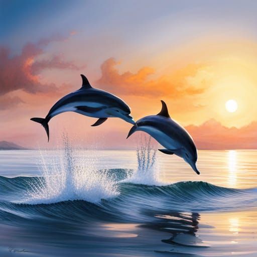 Dolphins Playing in the Ocean