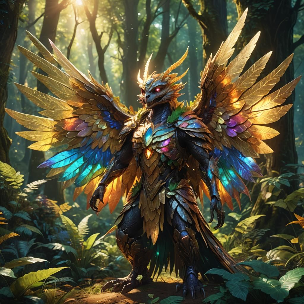 Joyful Winged Creature in Mystical Forest Concept Art