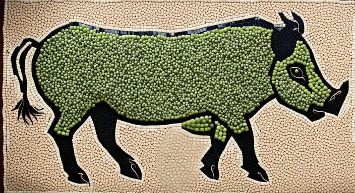Navy Bean Mosaic of a Warthog