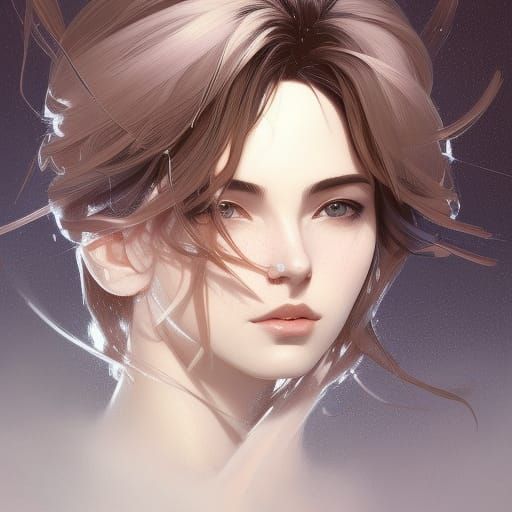 Manga Woman Portrait in Art Nouveau Style