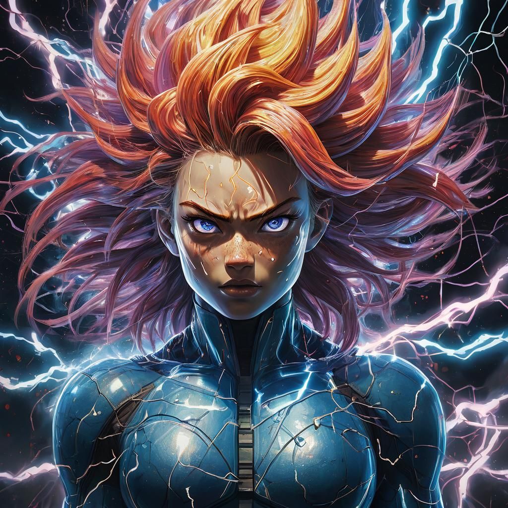 Ultra-Realistic Super Saiyan Girl Radiating Energy