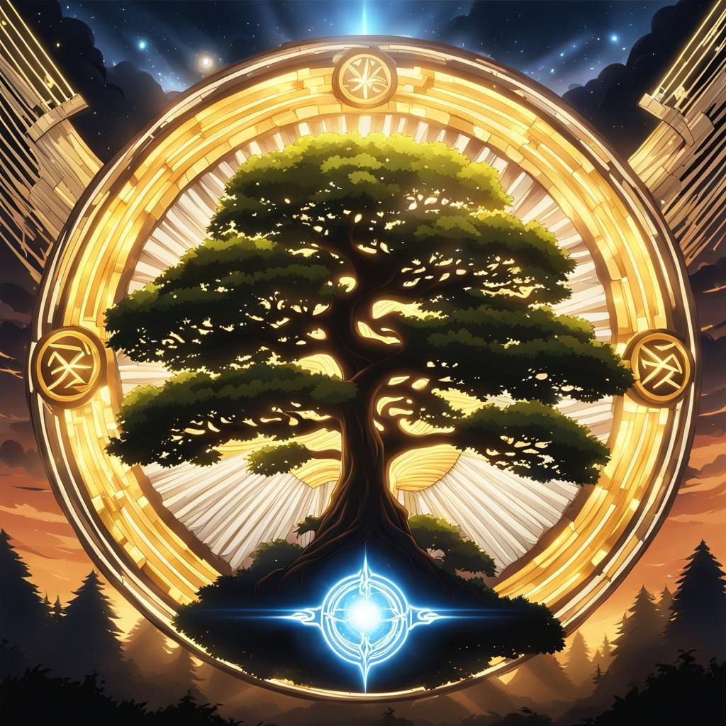 Gelden Tree Emblem in Anime Art Style