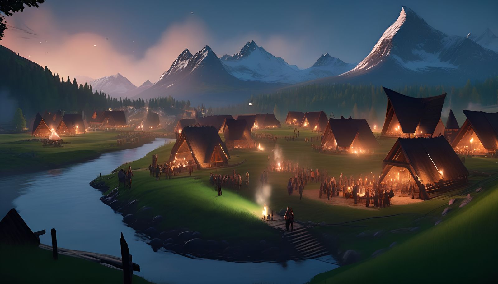 Viking Village Festival in Moonlit Valley