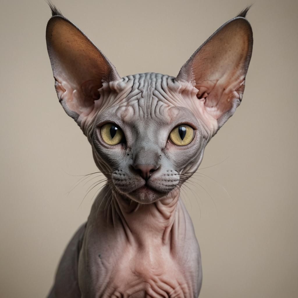 Close-Up Portrait of a Sphynx Cat