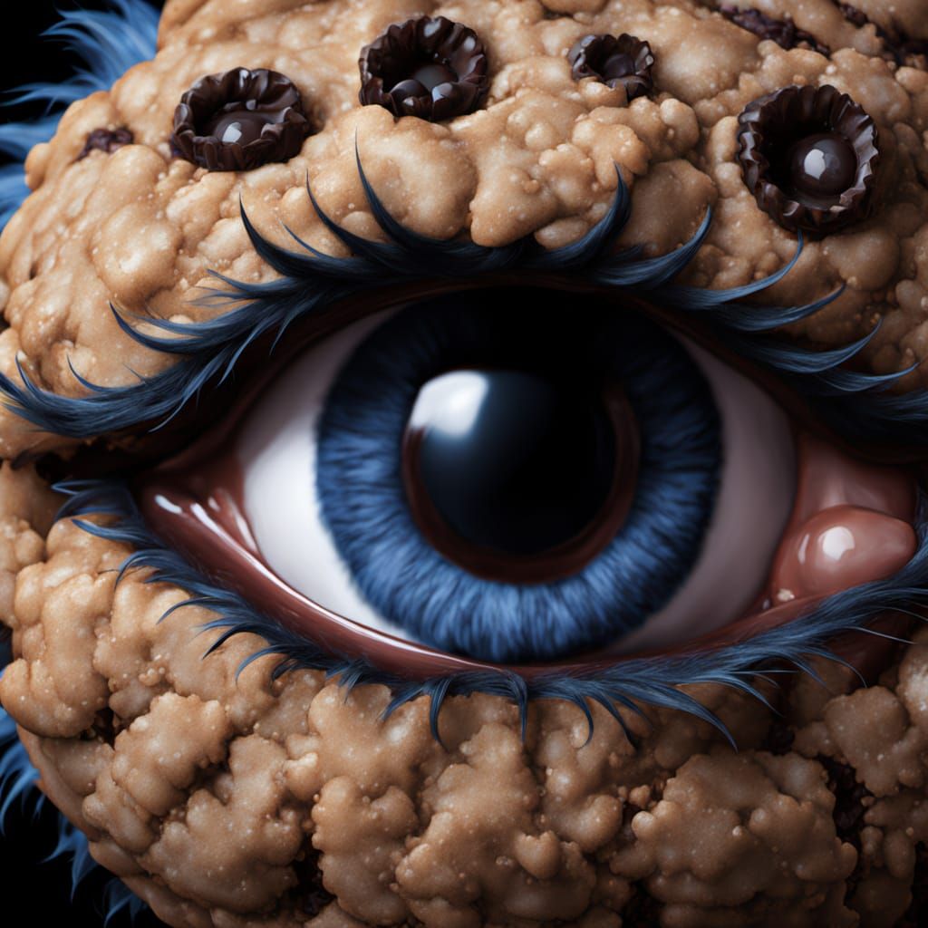 Cookie Monster Joyful in Vibrant Oil Painting