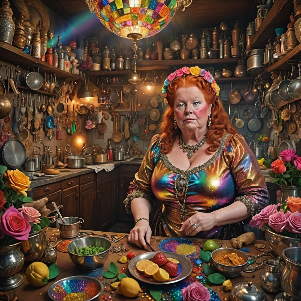 Colorful mature woman