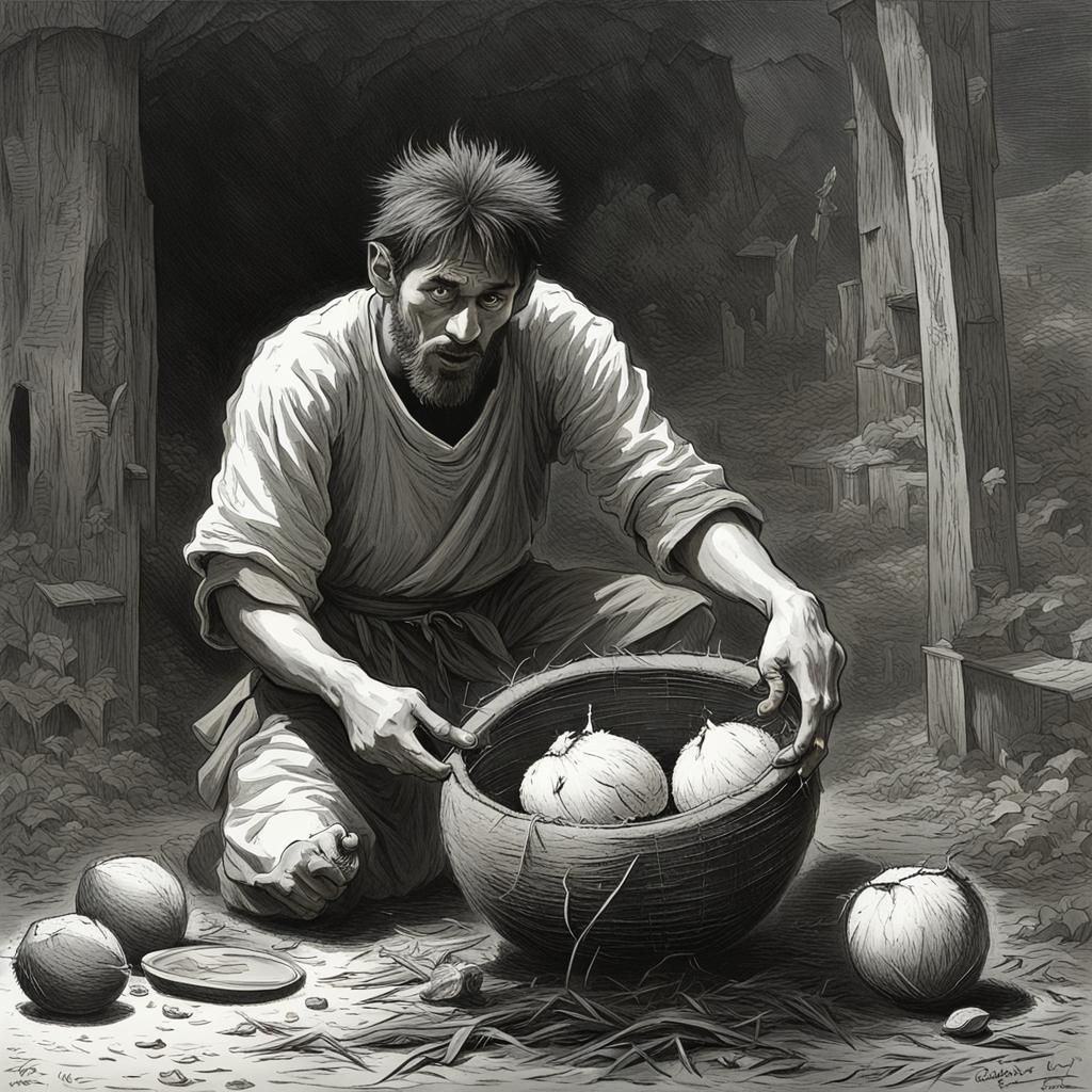 Messi's Coconut Horror: A Dark Artistic Rendition